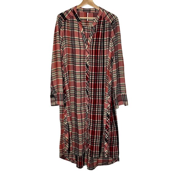 Free People Loralei Plaid Shirtdress Size Small Oversized Womens - Picture 4 of 12